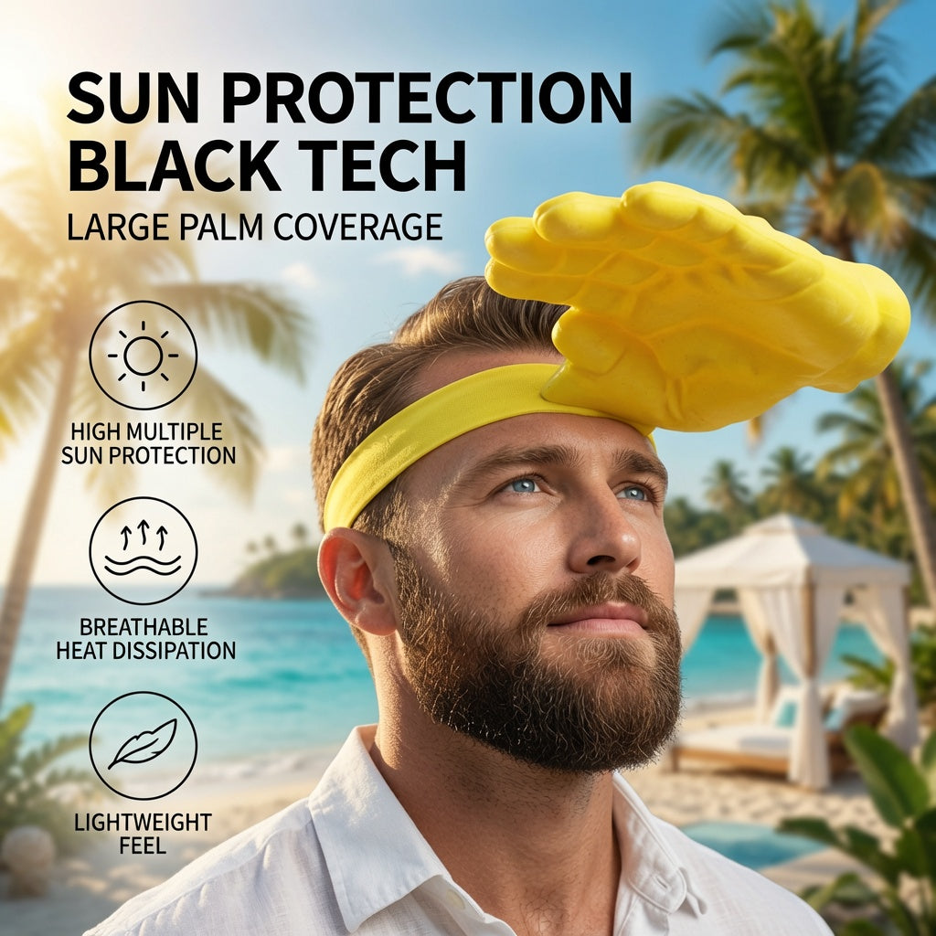 New Creative Palm-Shaped Sun Hat3D Printed Funny Outdoor Sun Protection UV Protection Hat, Yellow Funny Headwear