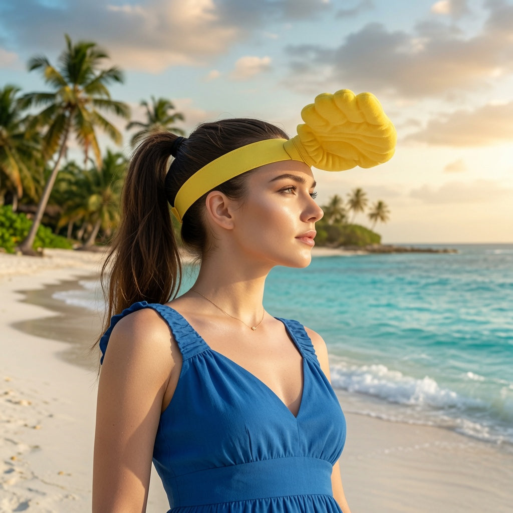 New Creative Palm-Shaped Sun Hat3D Printed Funny Outdoor Sun Protection UV Protection Hat, Yellow Funny Headwear