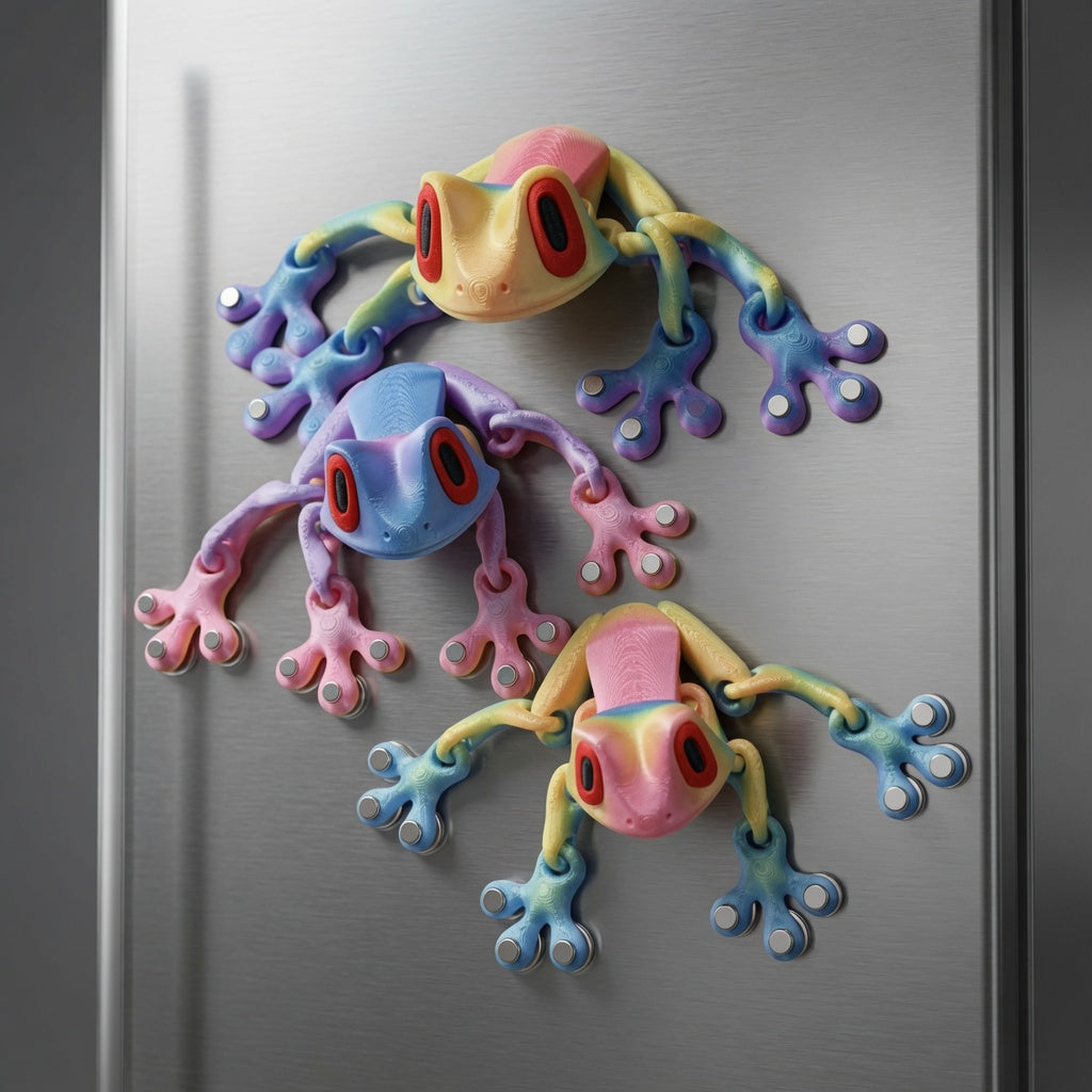 3d Printable cross-border Christmas bestseller magnetic frog fridge magnet with movable joints, tree frog hot-selling stall model toy
