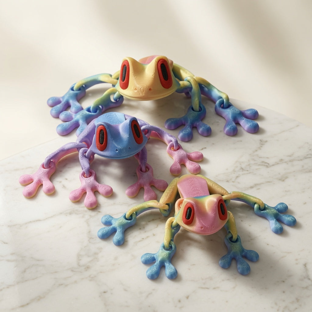 3d Printable cross-border Christmas bestseller magnetic frog fridge magnet with movable joints, tree frog hot-selling stall model toy