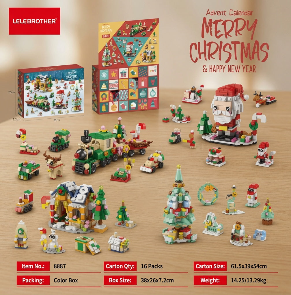 Genuine Jiaqi1302Colorful Christmas Tree Building Blocks Rotating Music Box Chinese Christmas Building Block Gift