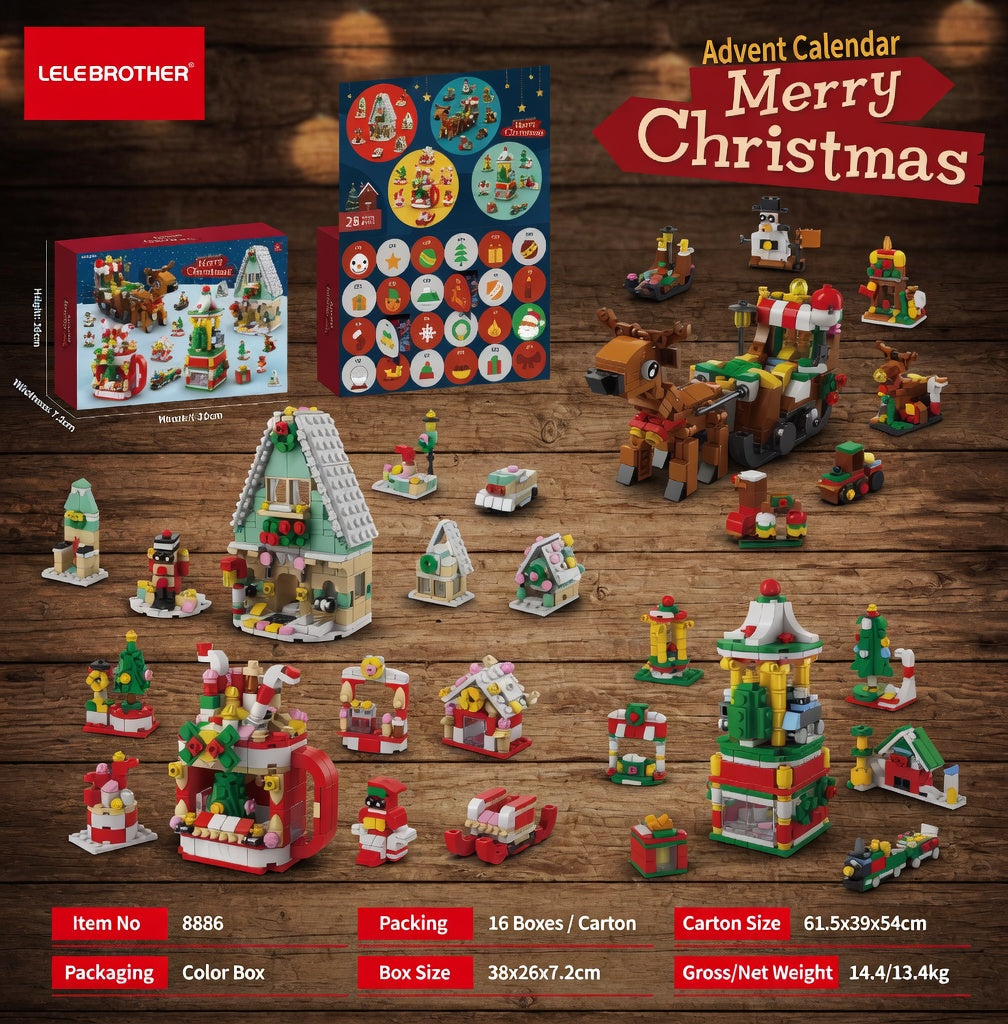 Genuine Jiaqi1302Colorful Christmas Tree Building Blocks Rotating Music Box Chinese Christmas Building Block Gift
